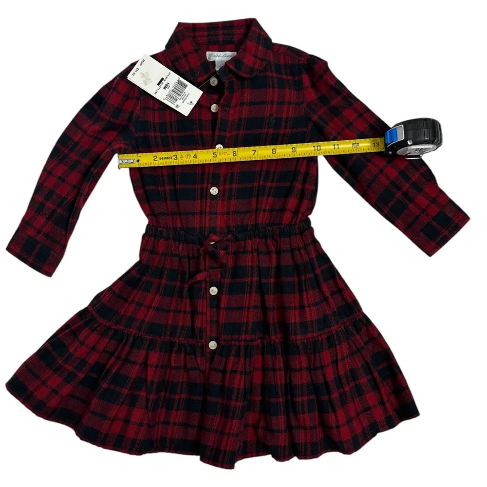 RALPH LAUREN Baby Girls Plaid Cotton Twill Shirtdress SIZE‎ 18months